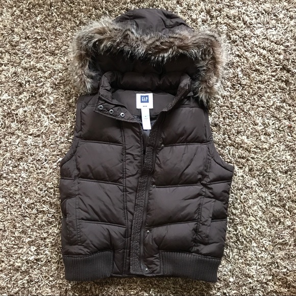 GAP Jackets & Blazers - GAP Button Zip Up Hooded Brown Vest